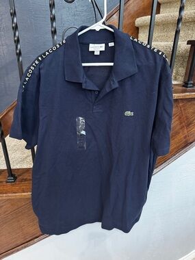New XXL Lacoste regular fit Men's Navy Pique Polo Shirt